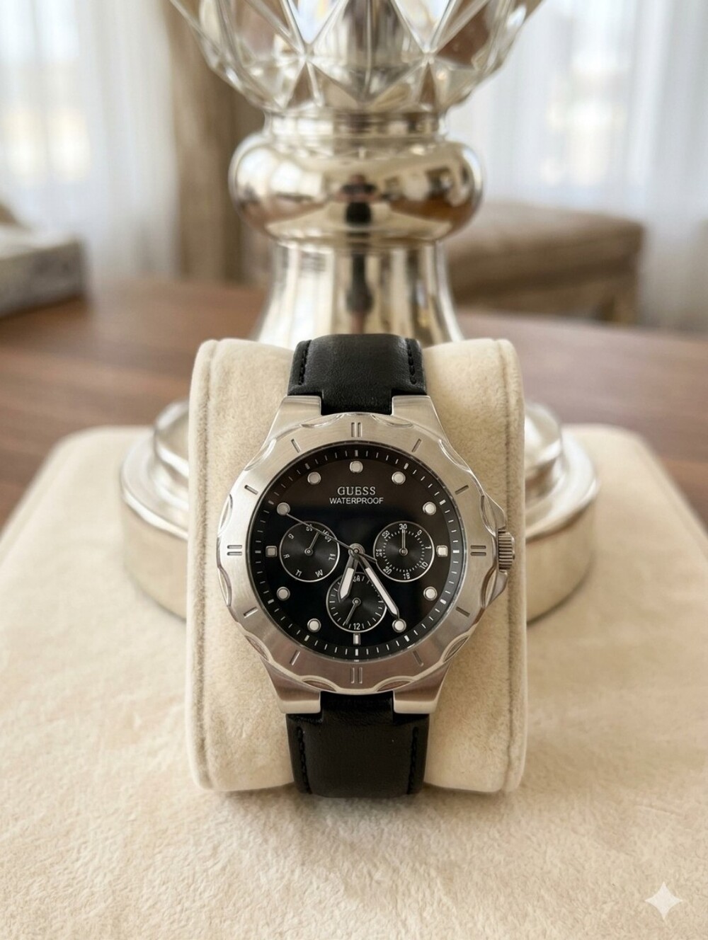 GUESS Men’s Black Dial Stainless Watch - Black Strap